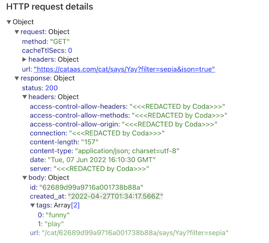 HTTP request details dialog